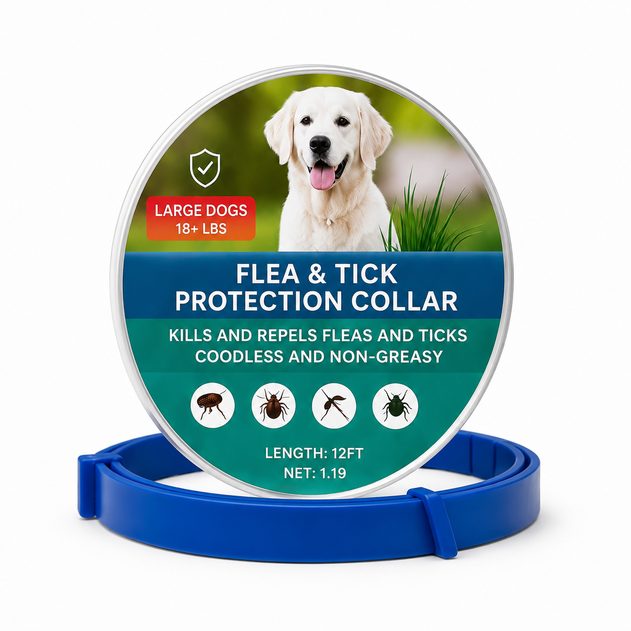 Flea & tick protection collar for dogs